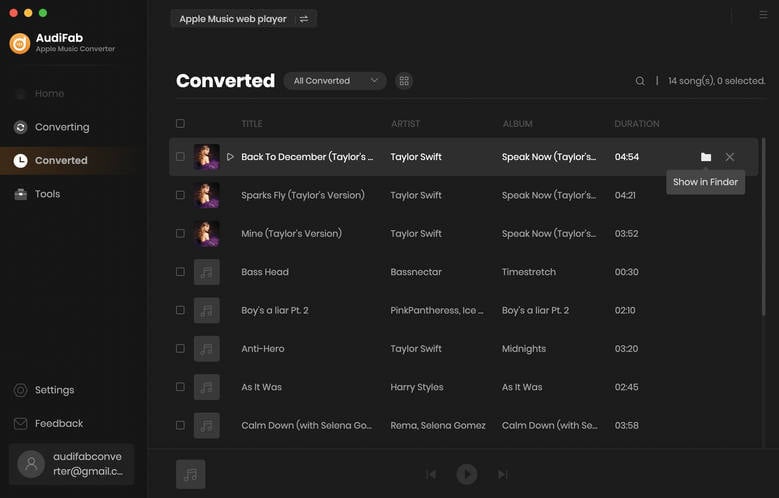 find converted Apple Music playlists and lyrics