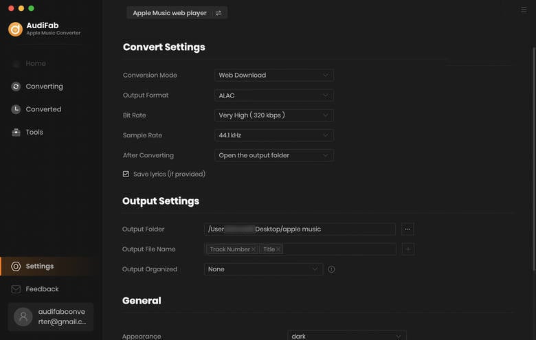 choose alac as the output format