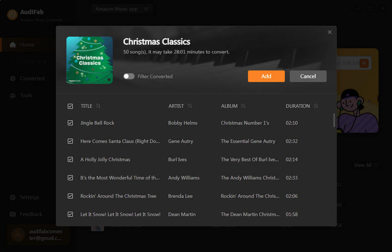 add christmas songs from amazon music