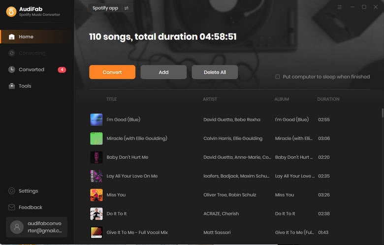 add playlists to audifab