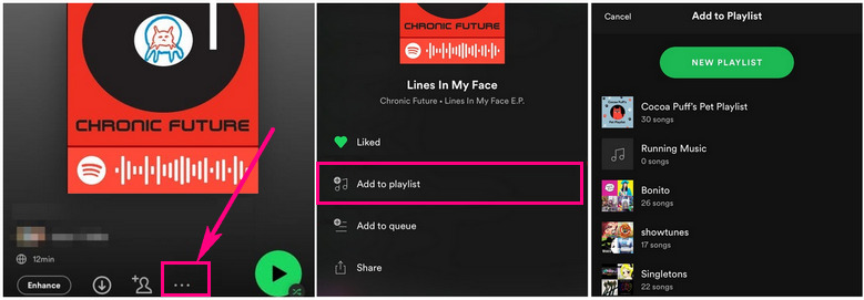 add song to apotify playlist on mobile