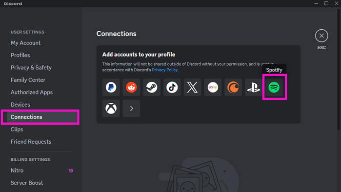 add spotify account to discord