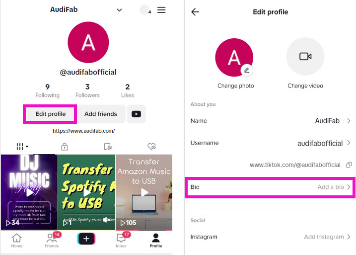 add spotify link to tiktok bio
