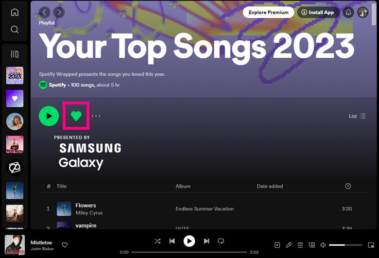 add your tops songs to the spotify library