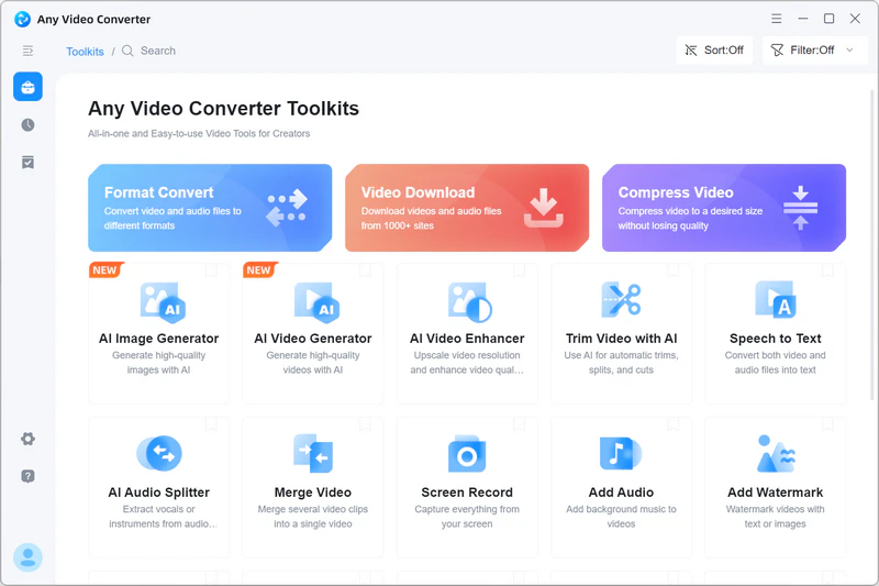 Any Video Converter interface