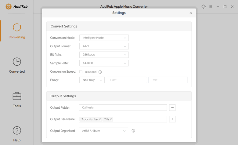 choose aac as the output format