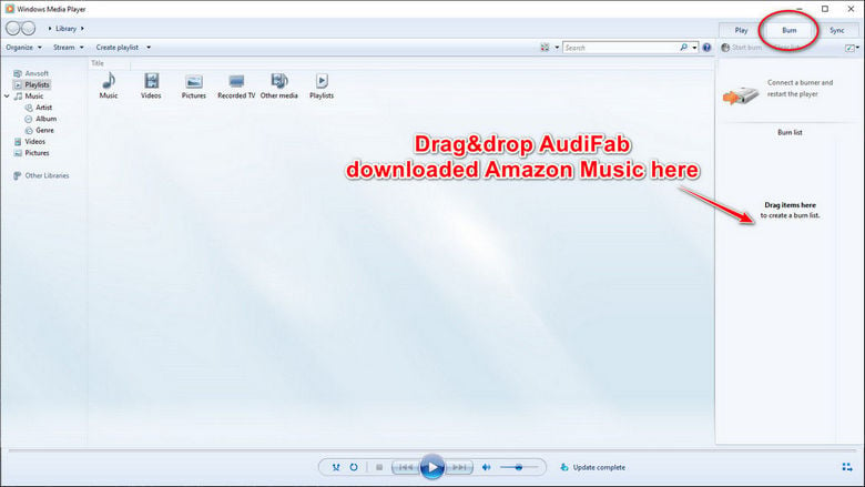 burn amazon music via windows media player