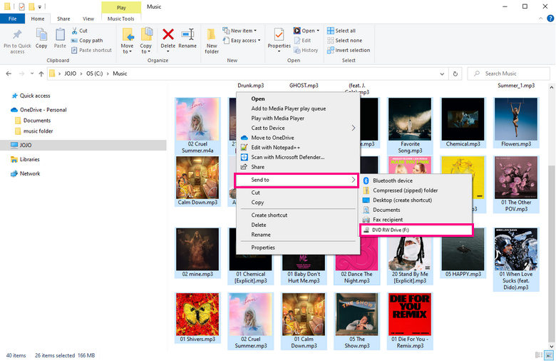 burn cd via windows file explorer