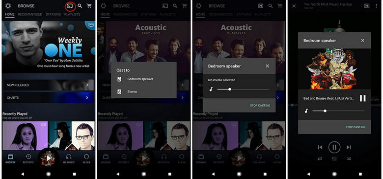 cast amazon music via android