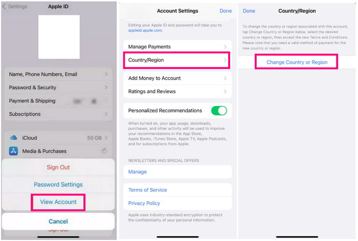 change country or region iphone