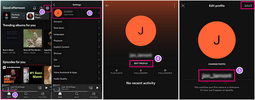 change spotify username on mobile