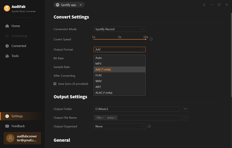 choose m4a as output format