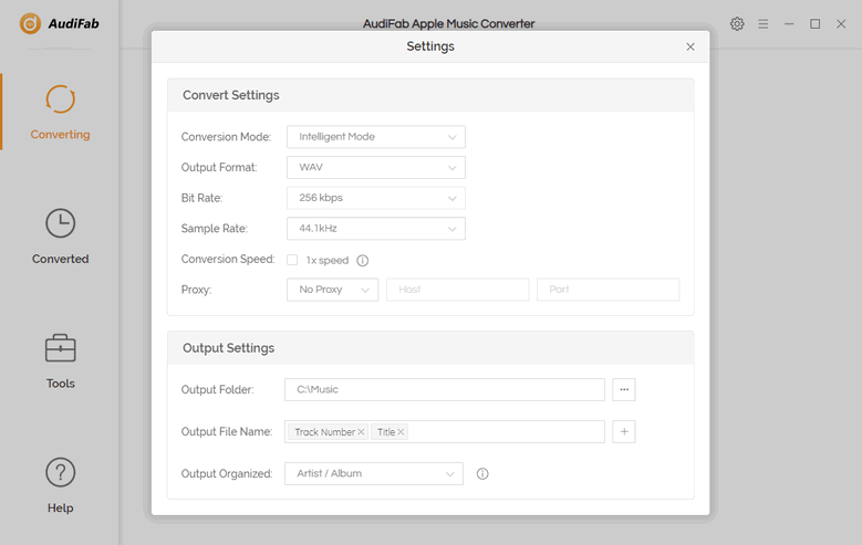 choose wav as the output format