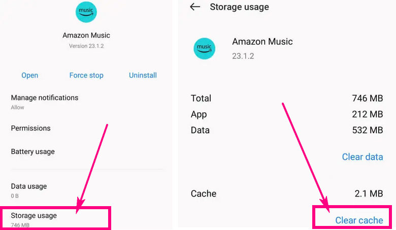 clear amazon music cache