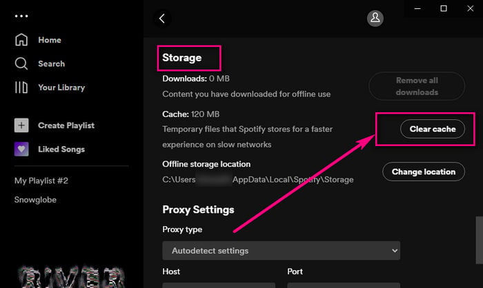 clear spotify cache on windows