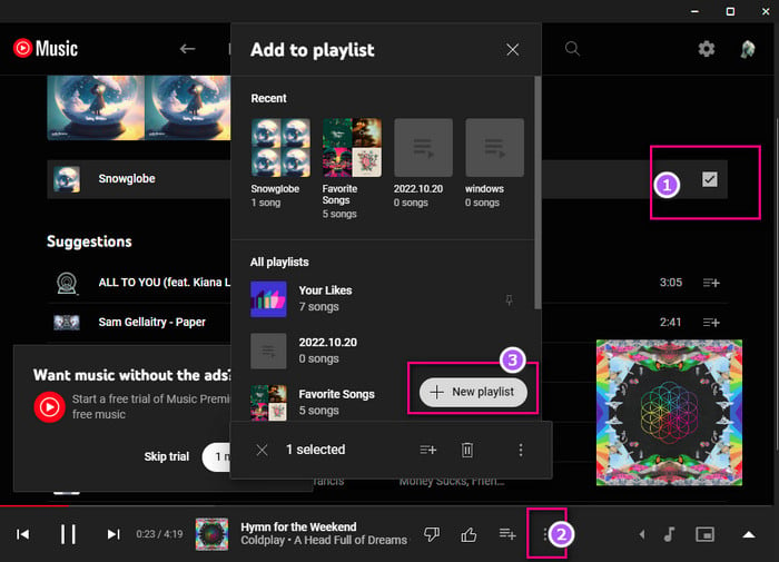 Create playlists on YouTube Music