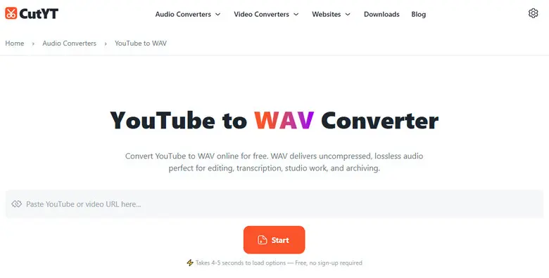 CutYT YouTube to WAV Converter