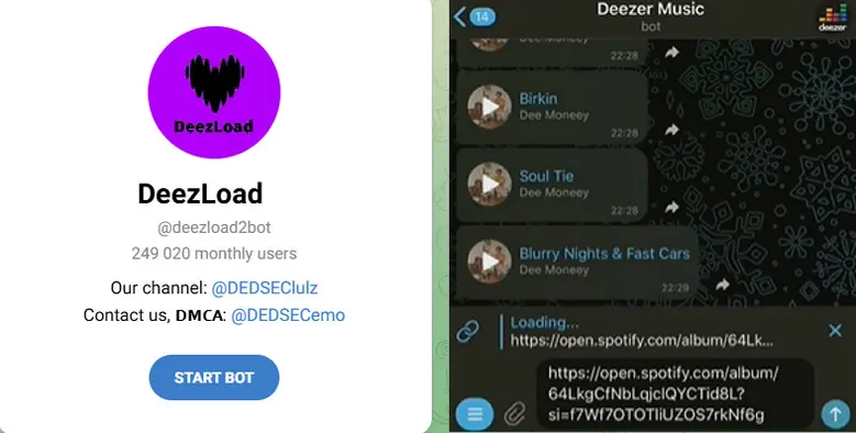 deezload2bot telegram bot download spotify playlists 320kbps