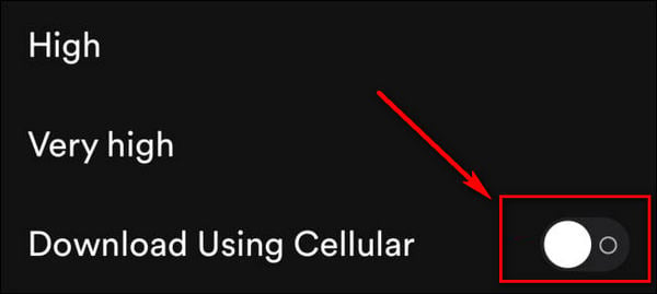 download using cellular option