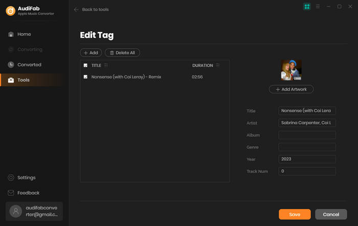 audifab apple music converter edit tag