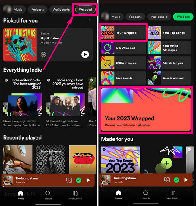 find spotify wrapped 2023 on mobile app