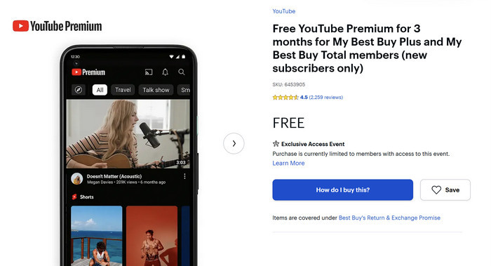 free youtube premium via best buy