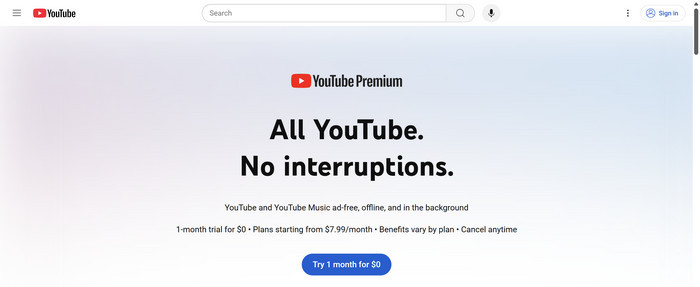free youtube premium by official