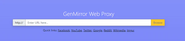 GenMirror free SSL web proxy homepage