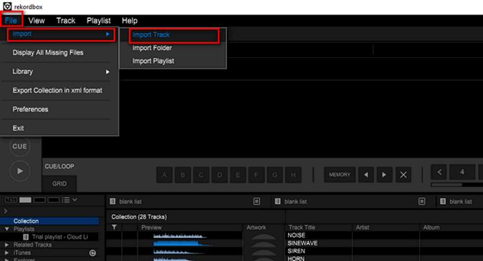 import track to rekordbox