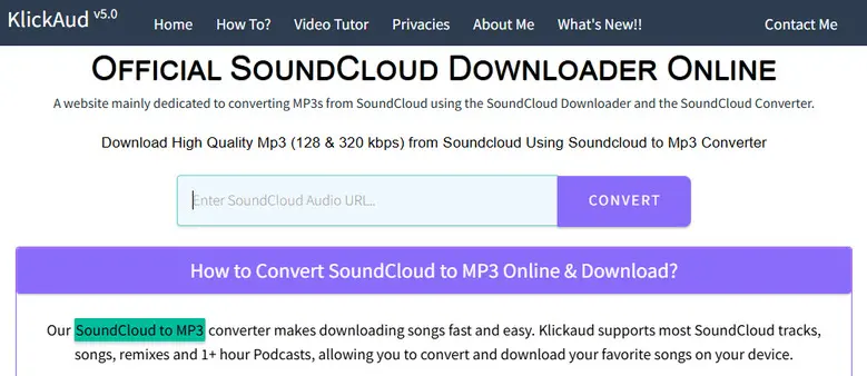 KlickAud SoundCloud to MP3 downloader