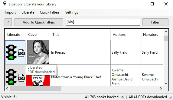Libation open-source AAX to MP3 converter interface