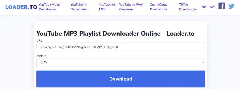 loader.to youtube audio download site