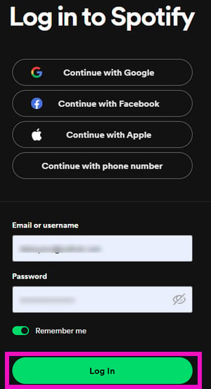 log in spotify on receiptify