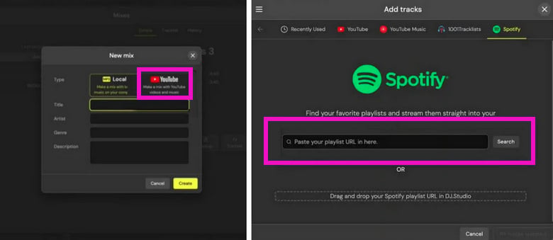 match spotify to youtube dj studio