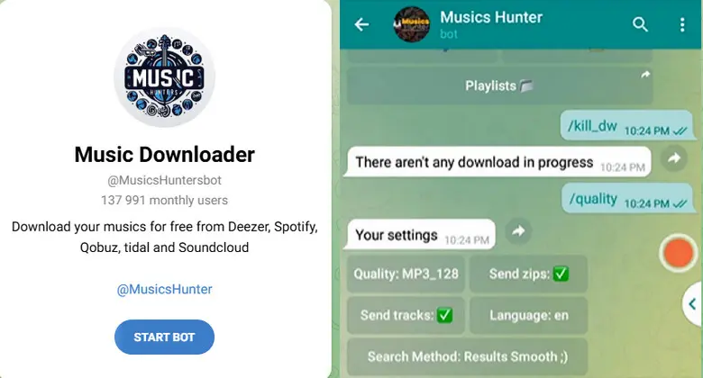 musicshunterbot telegram multi platform spotify downloader