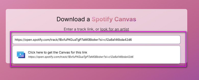 Paste Track Link in Downloader