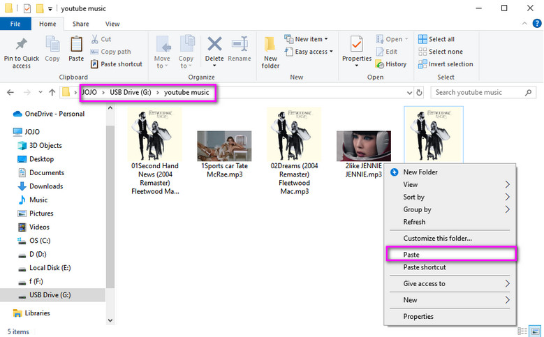 transfer youtube music to usb drive
