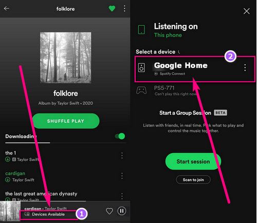 play spotify music on google home by phone