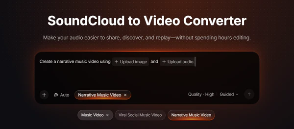 Pollo AI SoundCloud music-to-video generator page