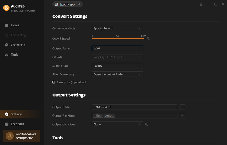 choose wav as the output format