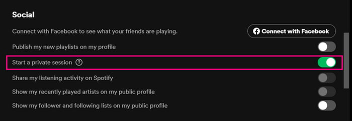 set up a private listening session on spotify