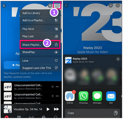 share apple music replay playlists