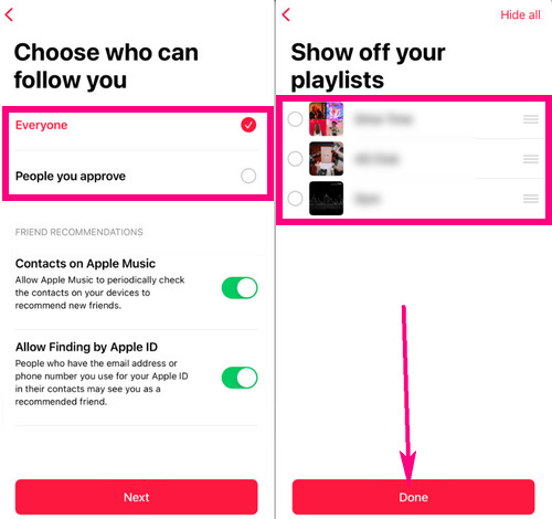 share playlist on apple music profile