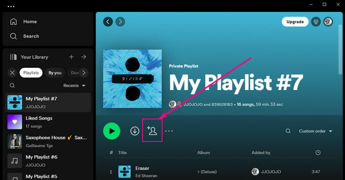 share private playlists to friends