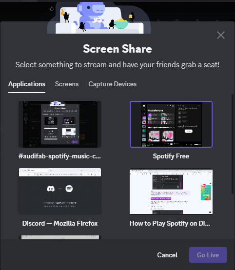 share spotify sound on discord