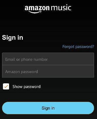 sign in amazon music app