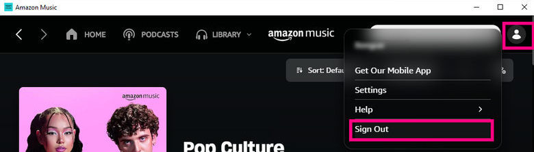 sign out amazon music account