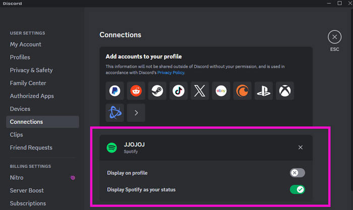 spotify discord connections