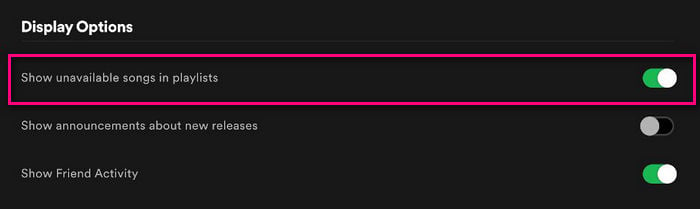 show unavailable songs in playlists
