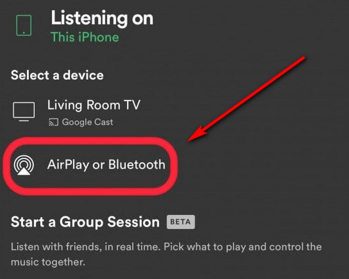 tap airplay or bluetooth